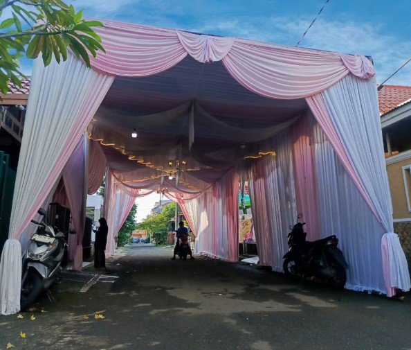 Pemasangan tenda acara profesional dan rapi di Bintara Kranji Bekasi Barat